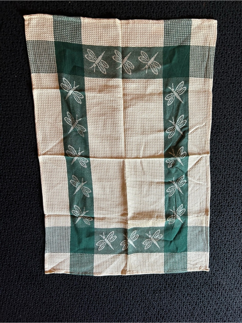 Green and Cream Dragonfly Kitchen  Towel - Home Dining